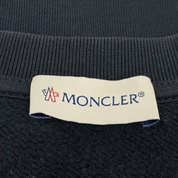 Moncler Black Logo Patch Cotton Crewneck Long Sleeve Sweatshirt - Picture 7 of 9